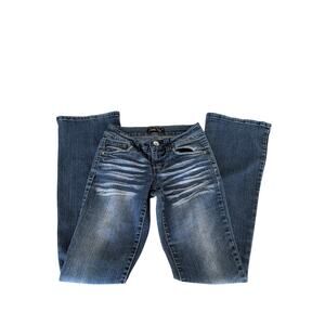 L.e.i. Ashley Trouble Boot Y2K Jeans Size 1 Whiskering Low Rise Flap Pockets